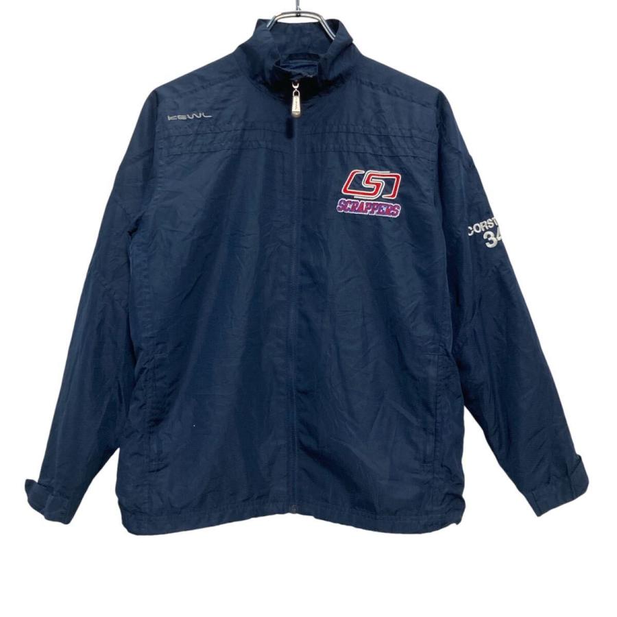 ロゴ ナイロン ジャケット L サイズ ネイビー フルジップ バック 