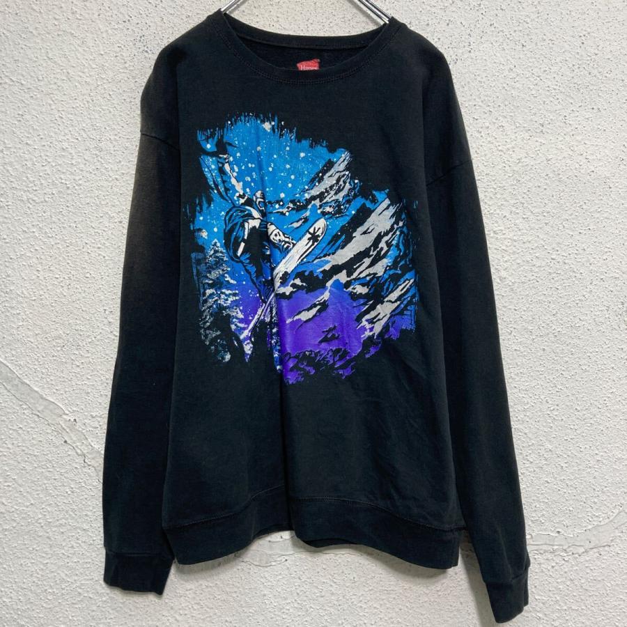Hanes プリント スウェット トレーナー ヘインズ 2XL ブラック ビッグ