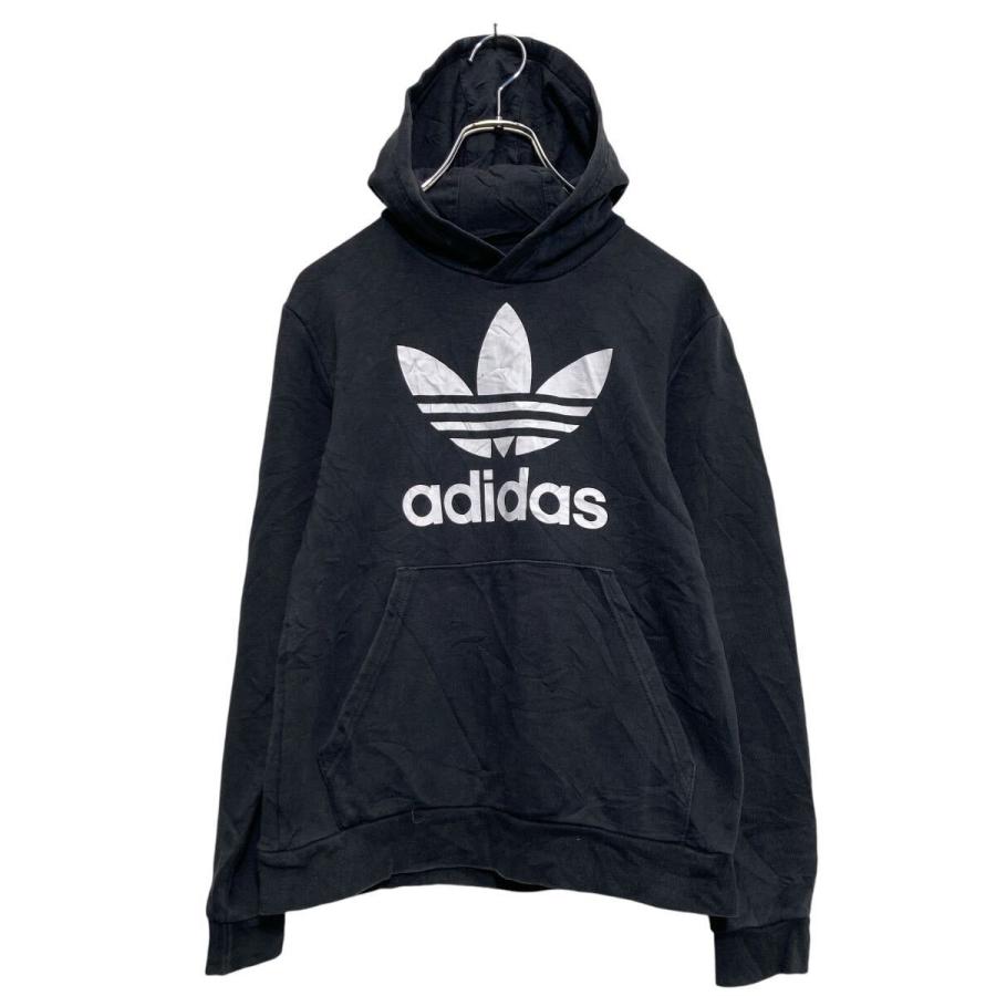 adidas プリント スウェット パーカー アディダス キッズ M ブラック