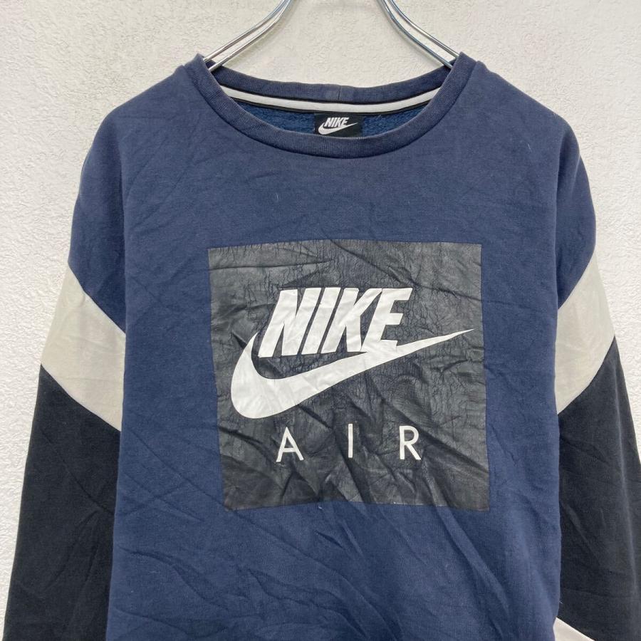 NIKE プリント スウェット トレーナー ナイキ S ネイビー プルオーバー