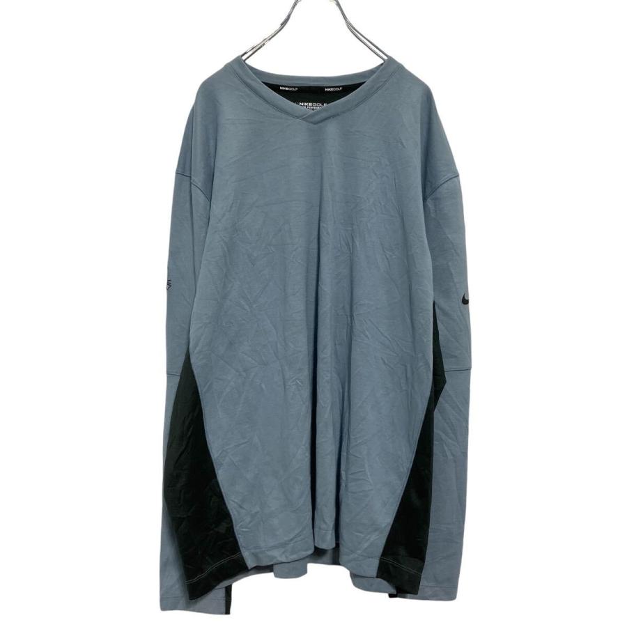【古着】ナイキ NikeGOLF Vネック トレーナー WYPALL NIKE GOLF ロゴスウェット トレーナー 2XL ブルーグレー ナイキ V