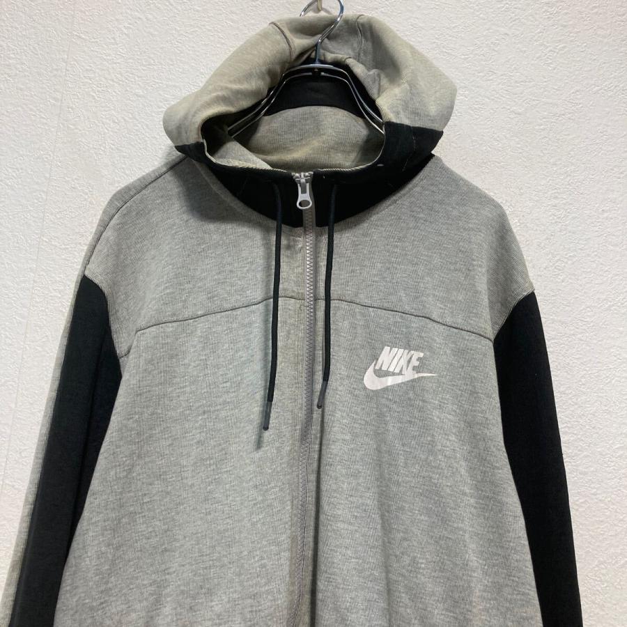 NIKE ジップアップ ロゴスウェット パーカー L グレー ブラック ナイキ