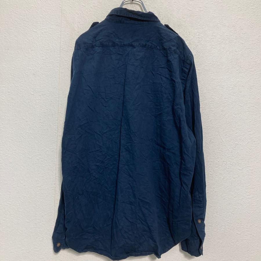 AMERICAN LIVING 長袖 無地シャツ L ネイビー ダブルポケット