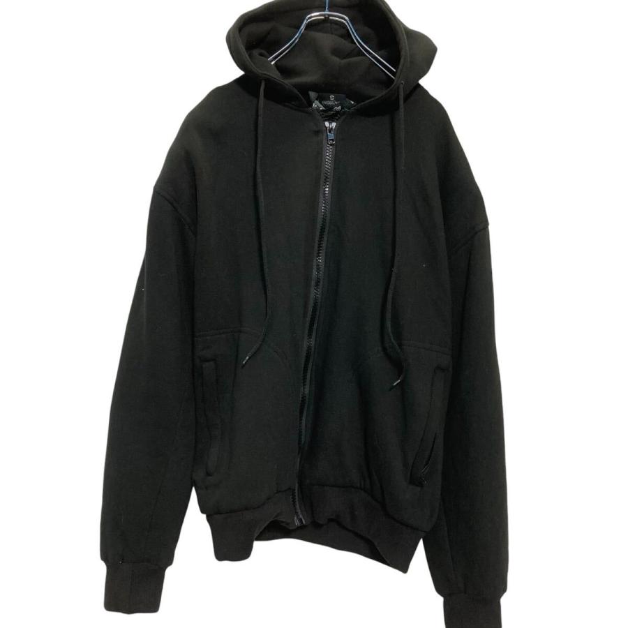 ジップアップ モーターサイクル スウェット パーカー S ブラック 肘当