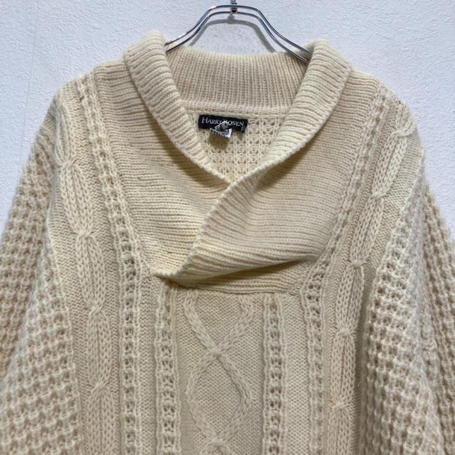 HARRY ROSEN ウール ショールカラーニット セーター M アイボリー 古着