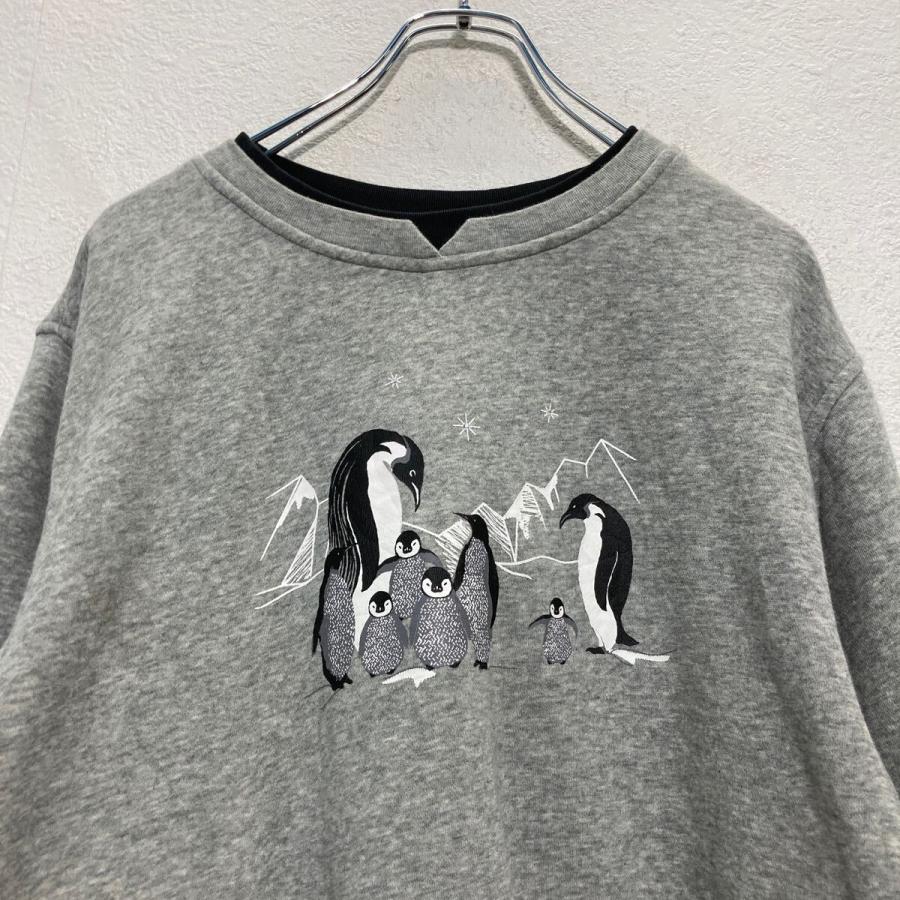 REFLECTIONS プリントスウェット トレーナー L グレー レイヤード