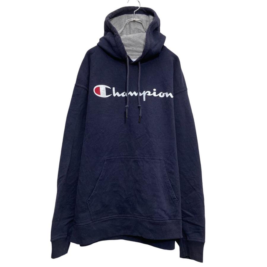 champion プリント スウェット パーカー チャンピオン XL ネイビー
