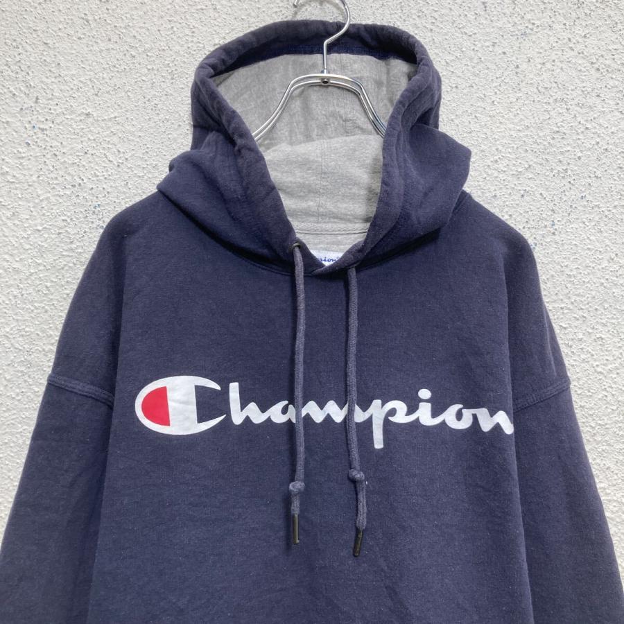 champion プリント スウェット パーカー チャンピオン XL ネイビー