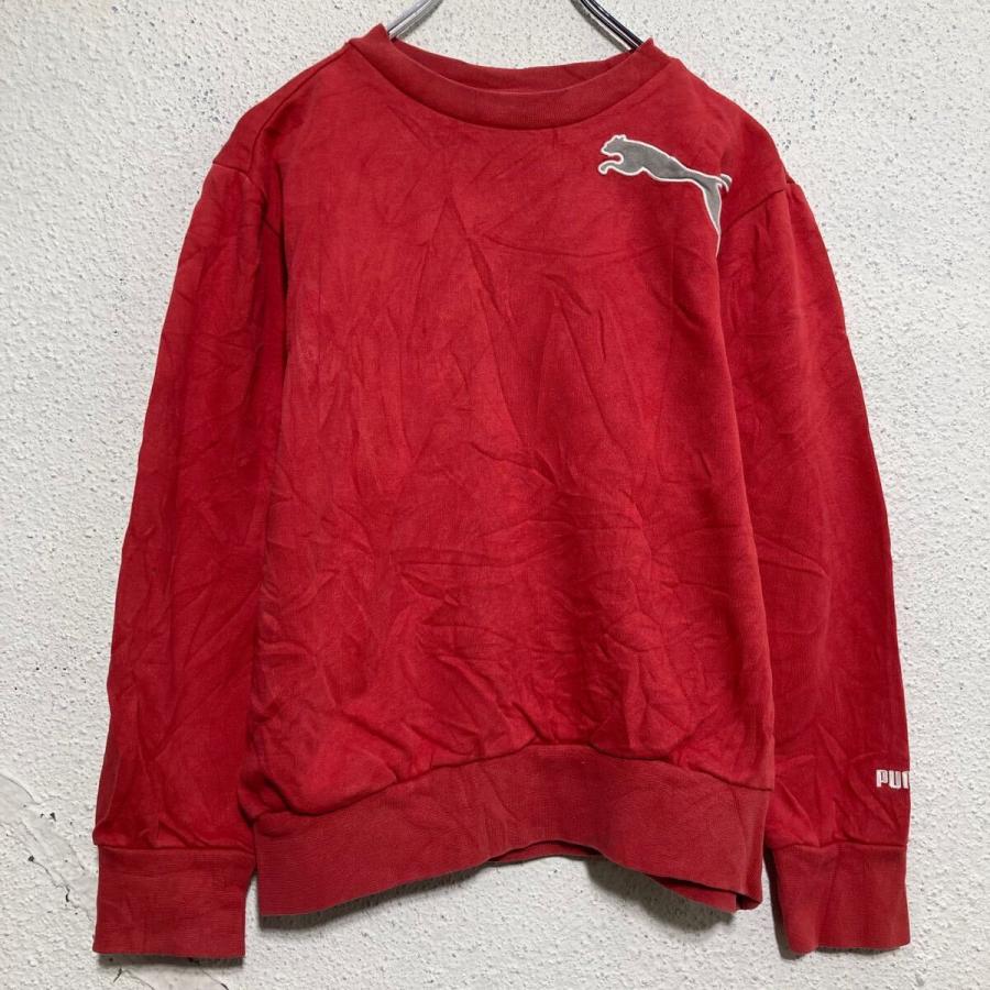 PUMA プリント スウェット トレーナー プーマ キッズ L レッド プル 