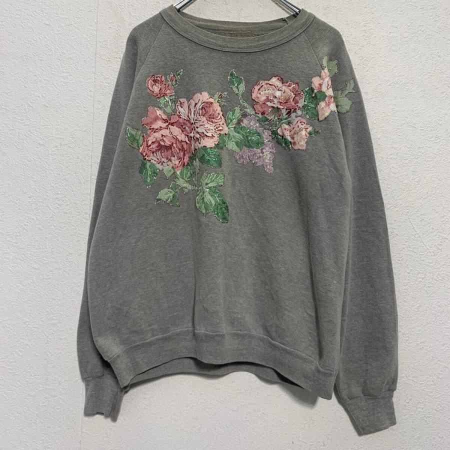 プリント スウェット トレーナー M レディース サイズ 程 グレー