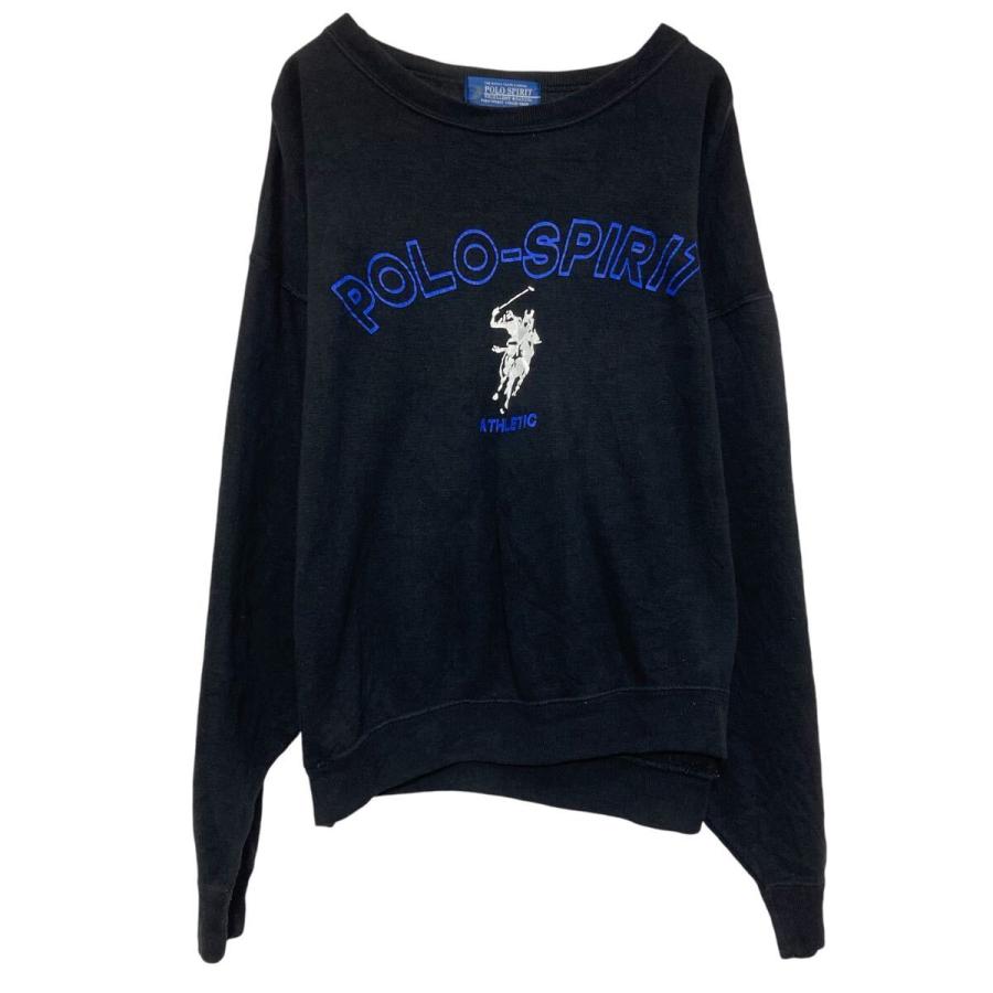 POLO SPIRIT プリント スウェット トレーナー レディース M~ ブラック