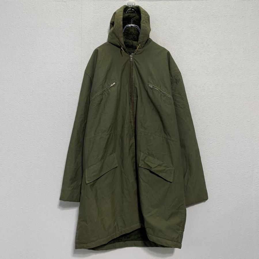ミリタリー風 ジャケット XL 程 オリーブ フルジップ ファー 切替