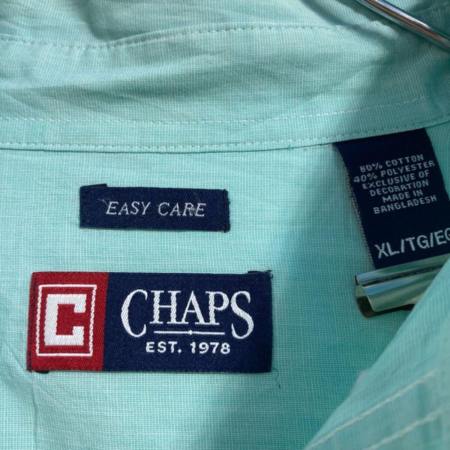 CHAPS 長袖 無地シャツ チャップス XL ミントグリーン ボタンダウン 