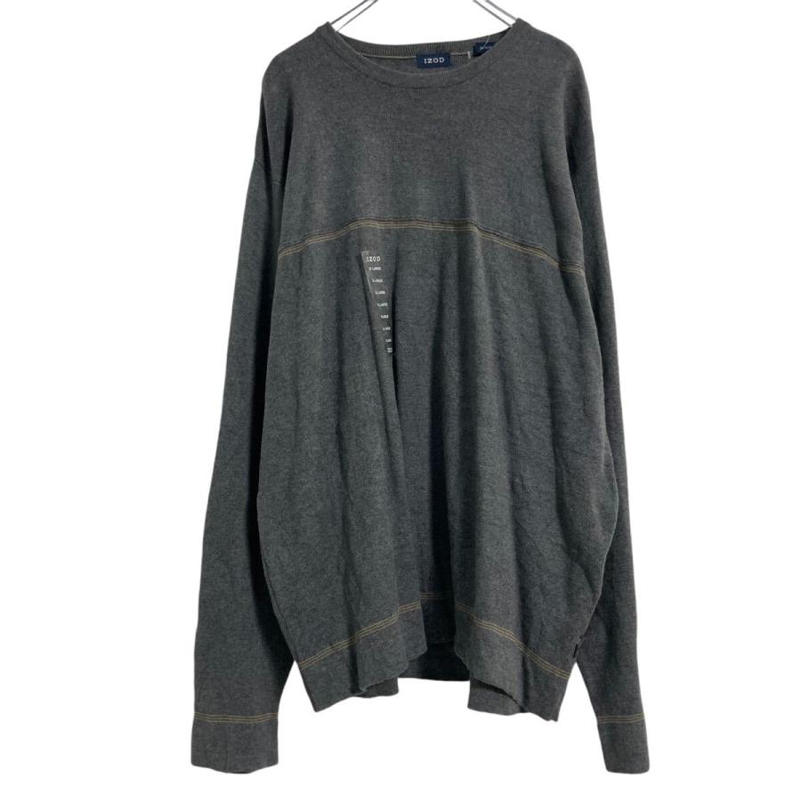 IZOD コットン ニット セーター XL グレー アイゾッド ビッグサイズ 