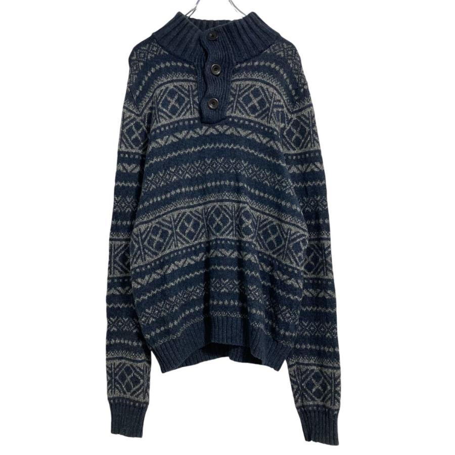 Abercrombie & Fitch コットン ニット セーター L ネイビー グレー 
