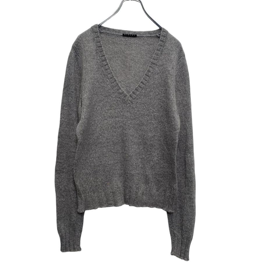 SISLEY Vネック ニット セーター レディース L〜 グレー 古着卸