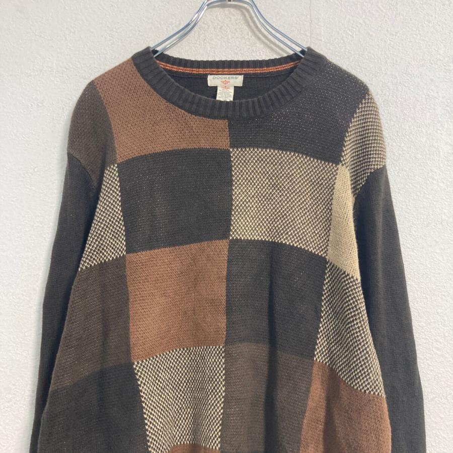 DOCKERS コットン ニット セーターはM ブラウン ドッカーズ パッチ