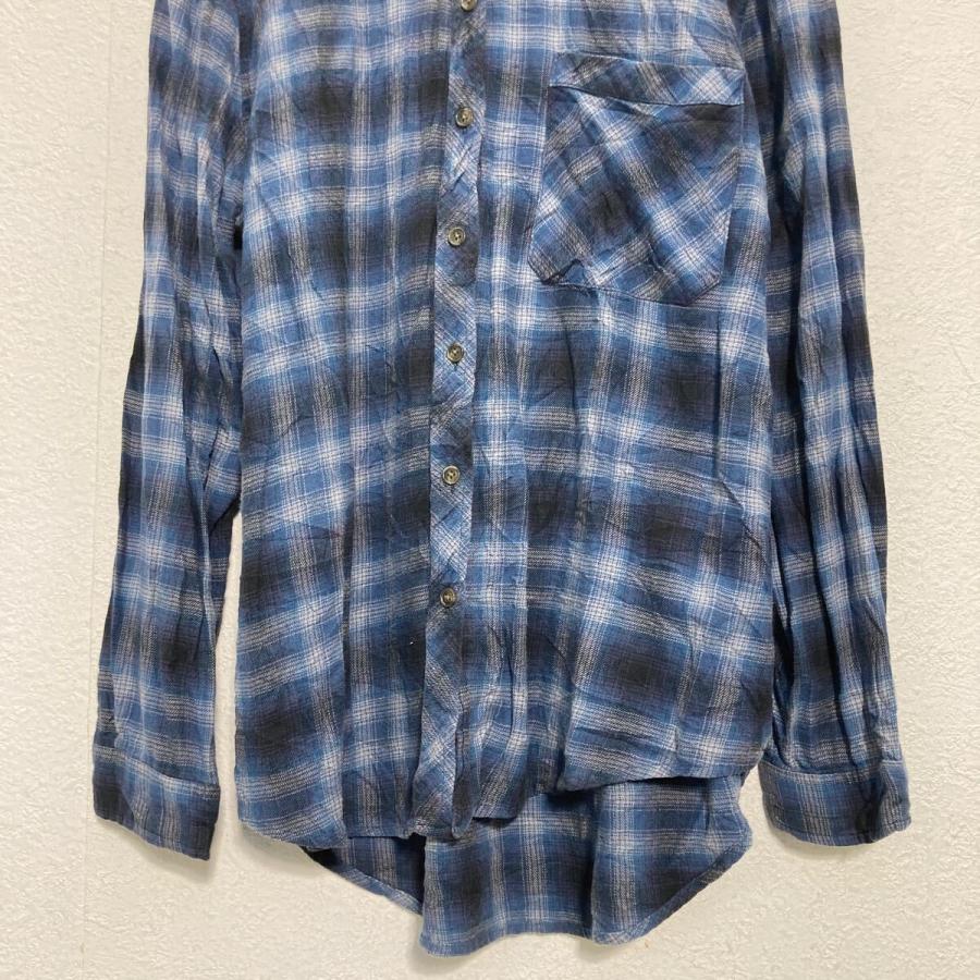 長袖 チェック シャツ L サイズ ブルー ブラック オンブレチェック