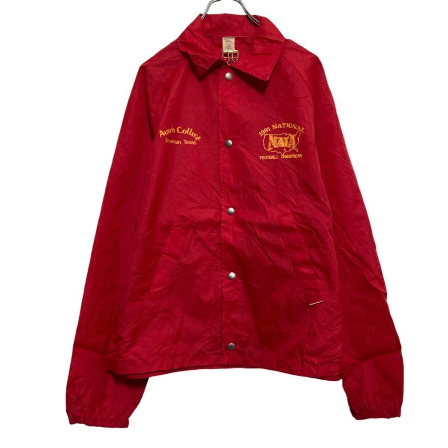 ナイロン コーチ ジャケット L レッド ブルゾン スナップボタン 80s