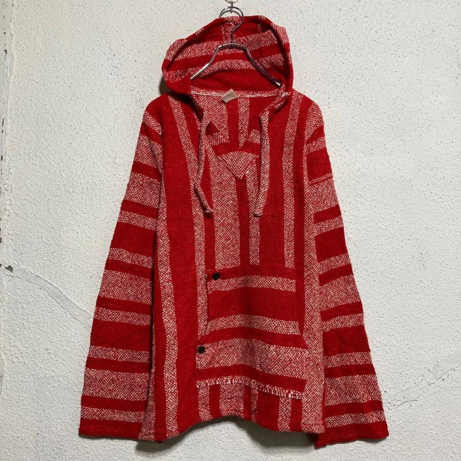 メキシカン パーカー L レッド プルオーバー 古着卸 ヒッピー 民族