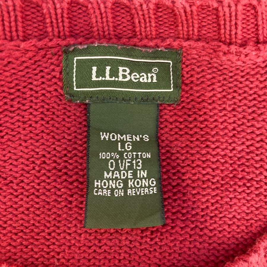 L.L.Bean コットンニット セーター レディース L レッド エルエル