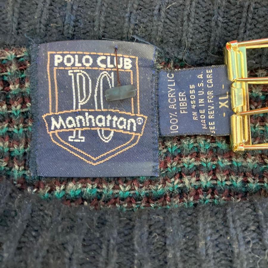 POLO CLUB Manhattan アクリルニット セーター XL ネイビー グリーン