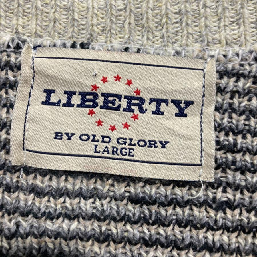 LIBERTY コットンニット セーター L ライトグレー ブラック アーガイル 