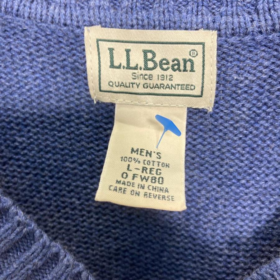 L.L.Bean コットンニット セーター ベスト L ネイビー エルエルビーン 