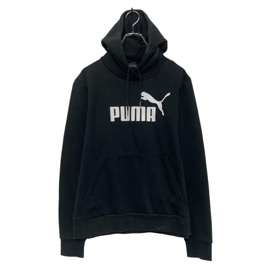 PUMA プリント スウェット パーカー プーマ L ブラック プルオーバー
