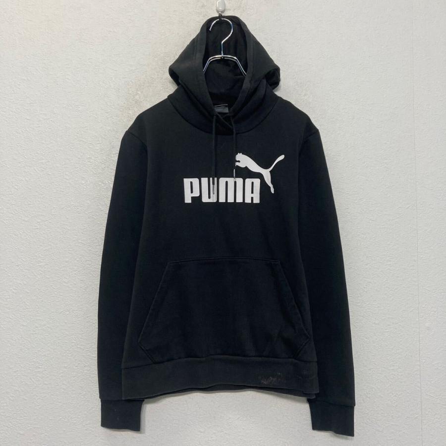 PUMA プリント スウェット パーカー プーマ L ブラック プルオーバー