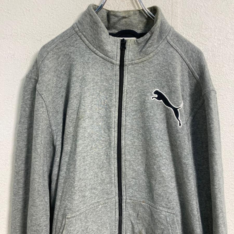 PUMA ロゴ スウェット トレーナー プーマ L グレー フルジップ 裏起毛 