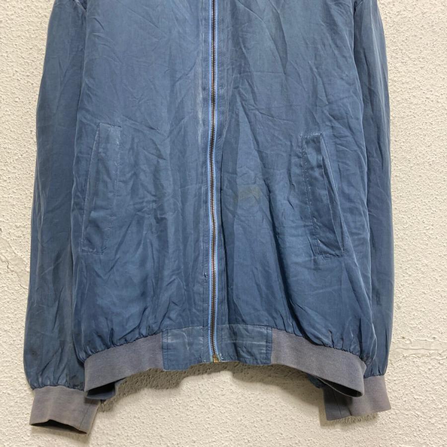 シルク ジャケット M~ ネイビー シンプル ブルゾン フルジップ 肩