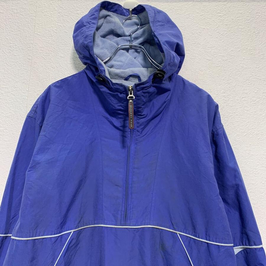 ナイロン ジャケット S ブルー シルバー ハーフジップ フード付き 