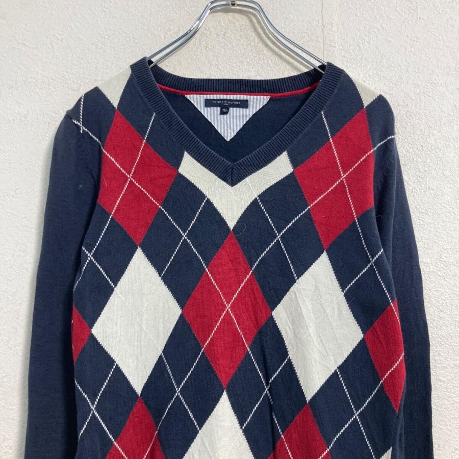 TOMMY HILFIGER コットン ニット セーター M ネイビー レッド ホワイト 