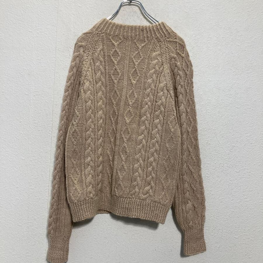 ケーブル編み ニット セーター XL〜 ベージュ ハンドメイド 古着卸 
