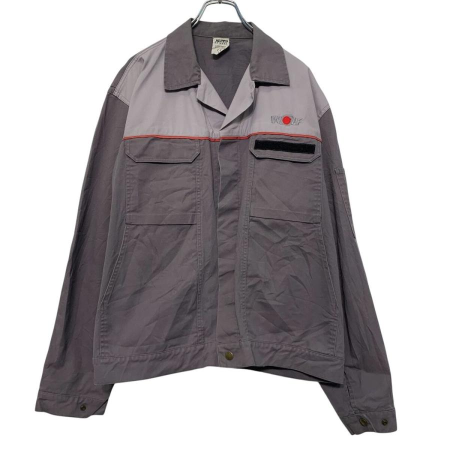 グレー クロップド丈 ミリタリージャケット ワーク ジャケット L 程 グレー スナップボタン ワンポイント