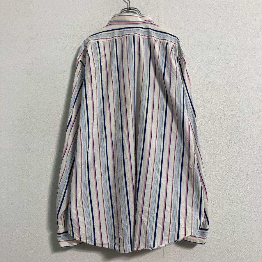 POLO RALPHLAUREN 長袖 ストライプ シャツ 2XL ホワイト ネイビー