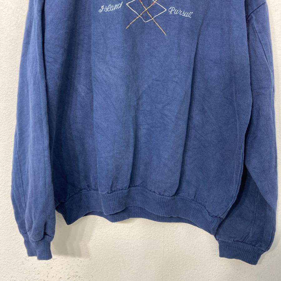 WEK THE WORLD 刺繍 スウェット トレーナー L ~ ネイビー 襟付き プル 