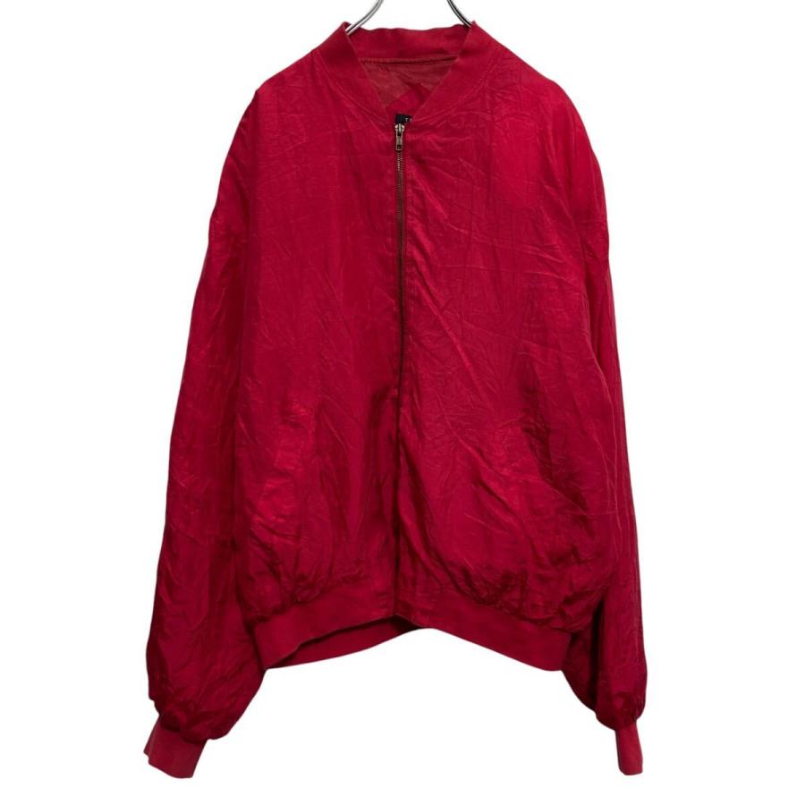 TULLIANO シルク ジャケット L レッド シンプル ブルゾン フルジップ