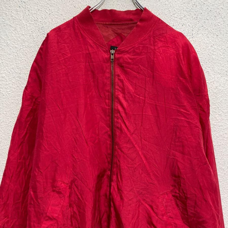 TULLIANO シルク ジャケット L レッド シンプル ブルゾン フルジップ