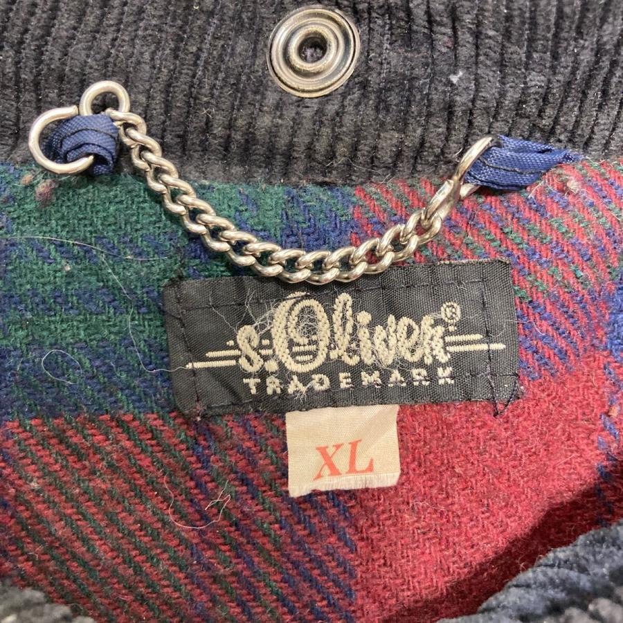 s.Oliven オイルドジャケット XL ブラック ビッグサイズ 裏地チェック