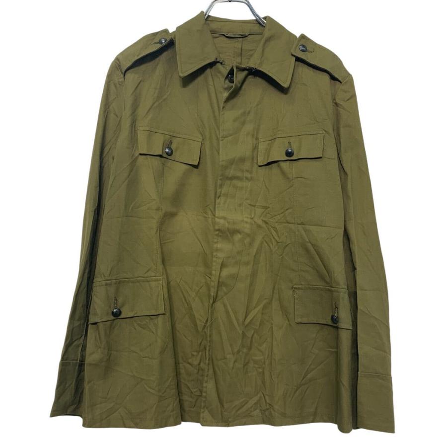 ジャケット L 程 カーキ系 ボタン エポレット ポケット付き ミリタリー
