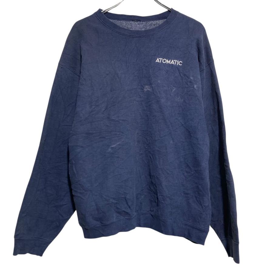 プリントスウェット トレーナー XL~ ネイビー ビッグサイズ 刺繍