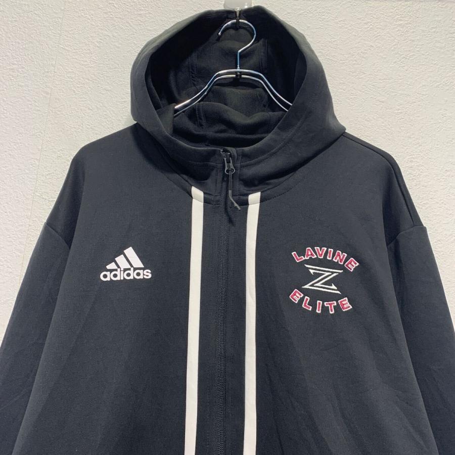 adidas ロゴジャージ XL ブラック ホワイト アディダス ジップアップ 