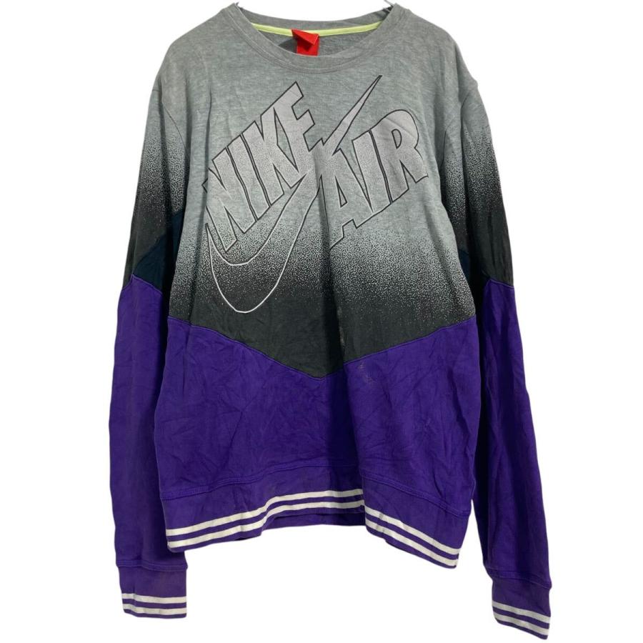 NIKE プリントスウェット トレーナー M グレー パープル ナイキ