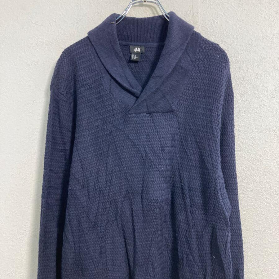 H&M ニット セーター XL ネイビー エイチアンドエム ショールカラー