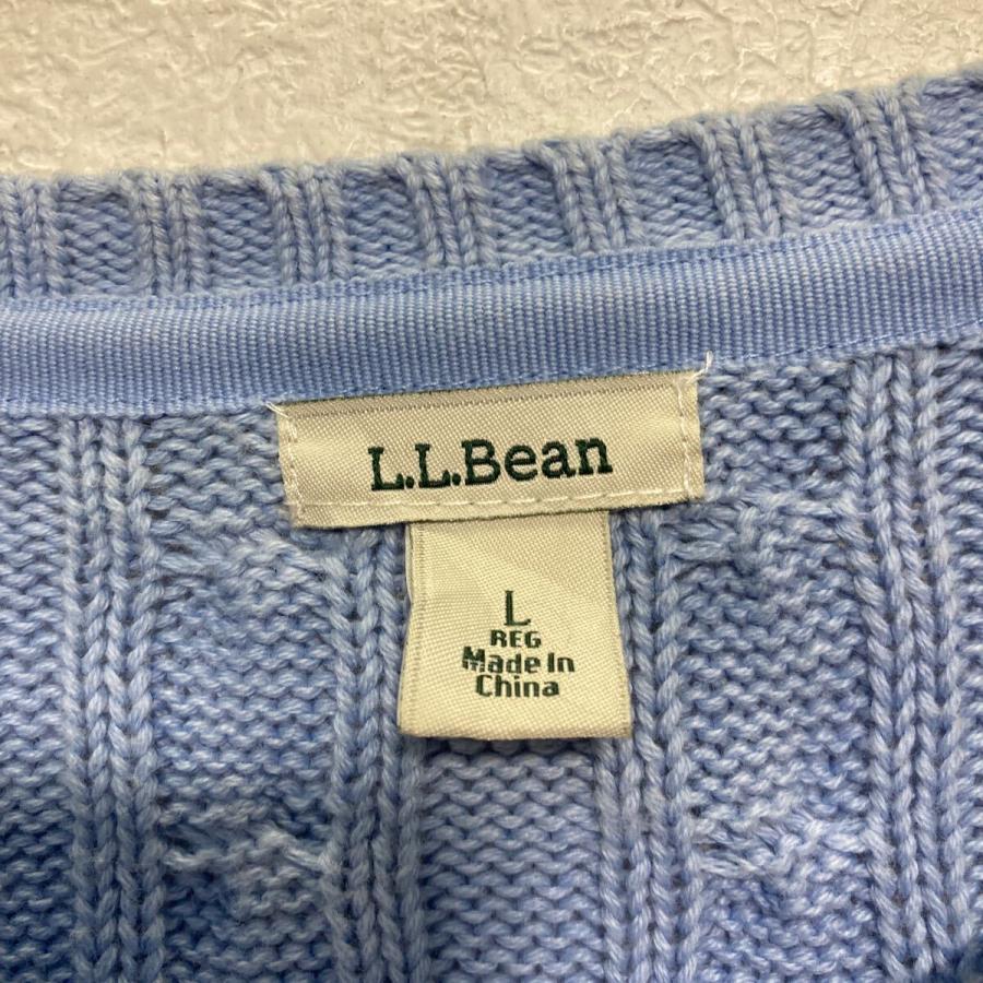 L.L.Bean ケーブルニット セーター カーディガン レディース L ライト 