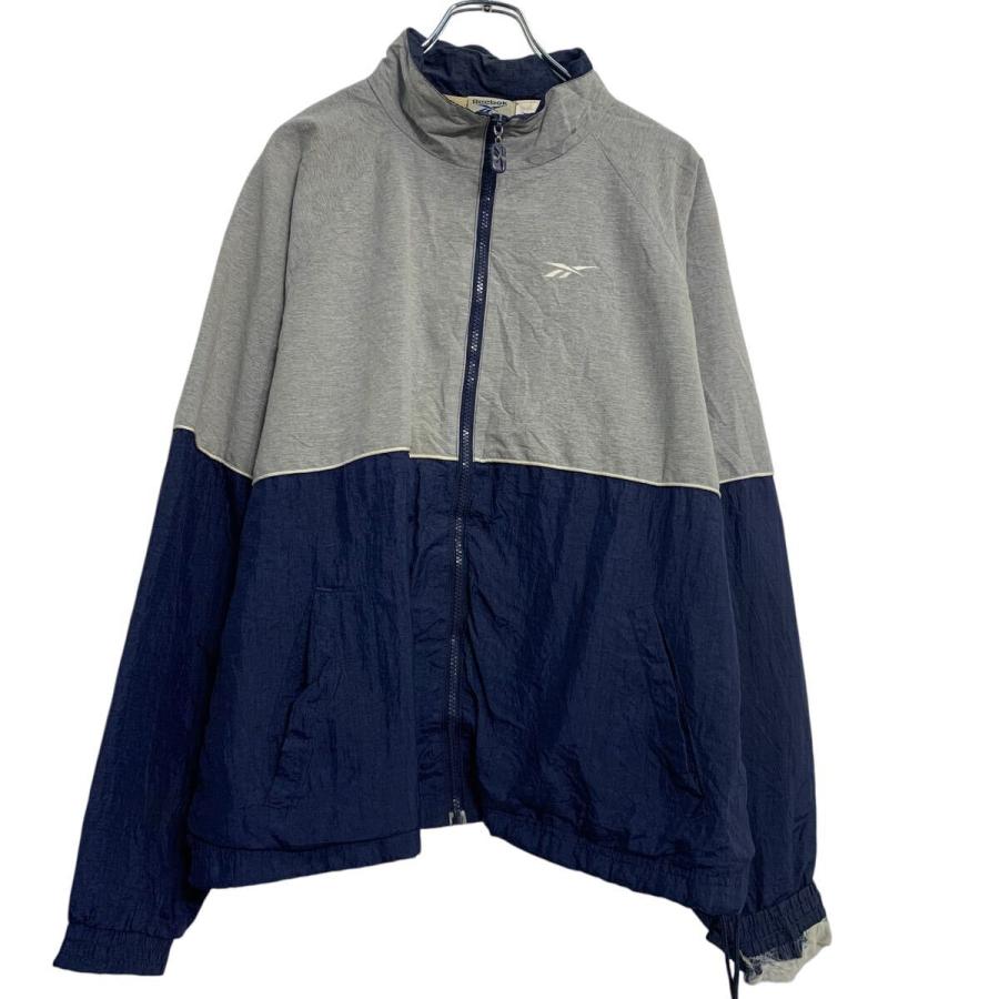 Reebok ジャケット XL グレー ネイビー リーボック ジップアップ