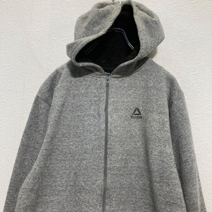 Reebok ジップアップ ロゴスウェット パーカー キッズ XL 160〜 グレー