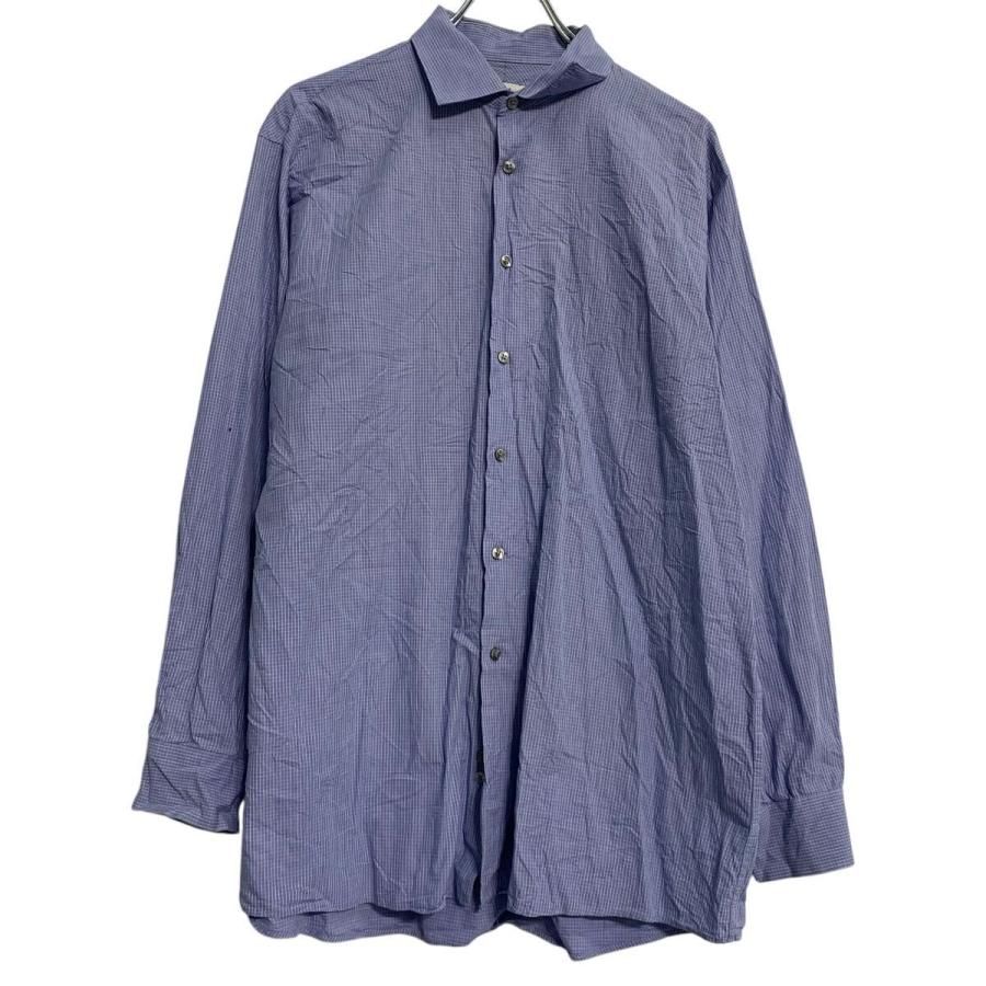 Calvin Klein 長袖 チェックシャツ L ブルー ホワイト カルバン